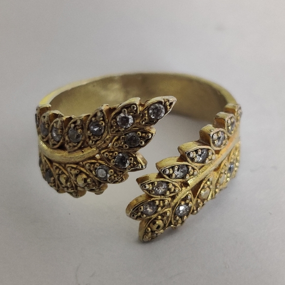 Olive Branch Diamante ring Gold Wash Over Silver Y2K - Picture 12 of 16